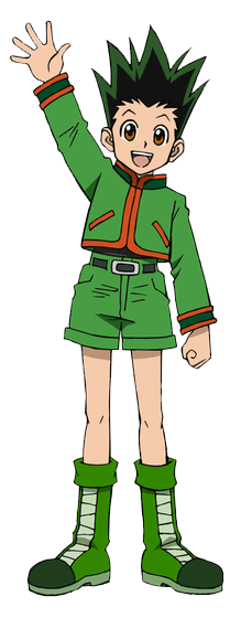 imagem do personagem Gon, do anime hunter x hunter, acenando