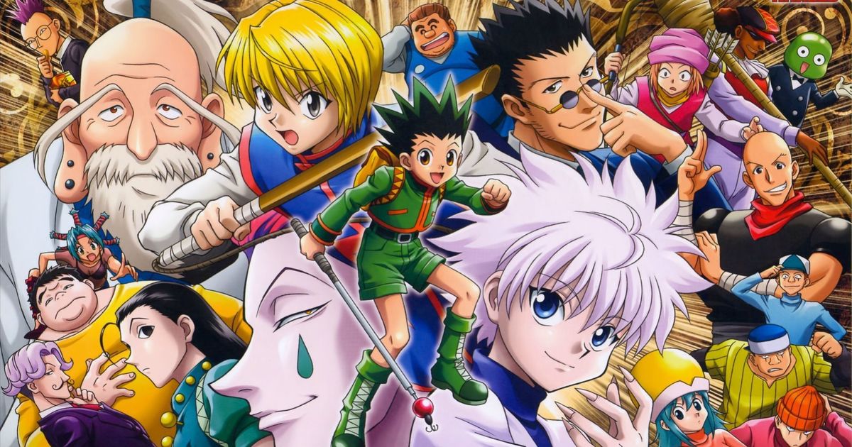 Imagem que apresenta diversos personagens juntos, da obra do anime Hunter X Hunter.